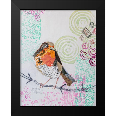 Robin on White Black Modern Wood Framed Art Print by St Hilaire, Elizabeth