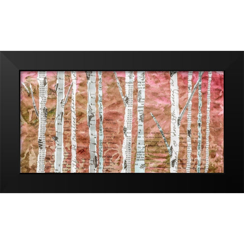 Birches Coral  Black Modern Wood Framed Art Print by St Hilaire, Elizabeth