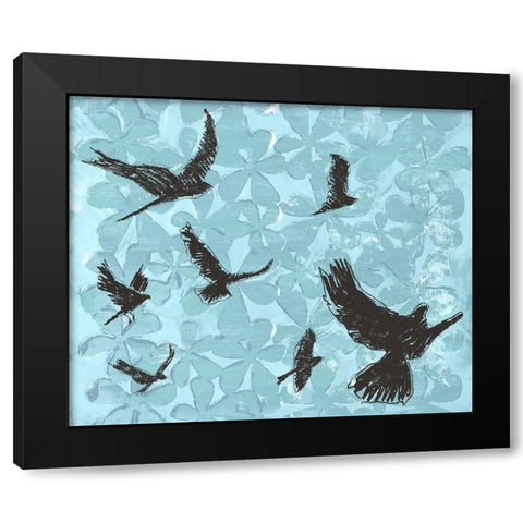 Birds on Light Blue Black Modern Wood Framed Art Print by St Hilaire, Elizabeth