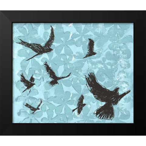 Birds on Light Blue Black Modern Wood Framed Art Print by St Hilaire, Elizabeth