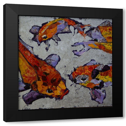 Tangerine Koi on Lavender Black Modern Wood Framed Art Print with Double Matting by St Hilaire, Elizabeth