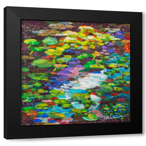 Spatterdocks Black Modern Wood Framed Art Print with Double Matting by St Hilaire, Elizabeth