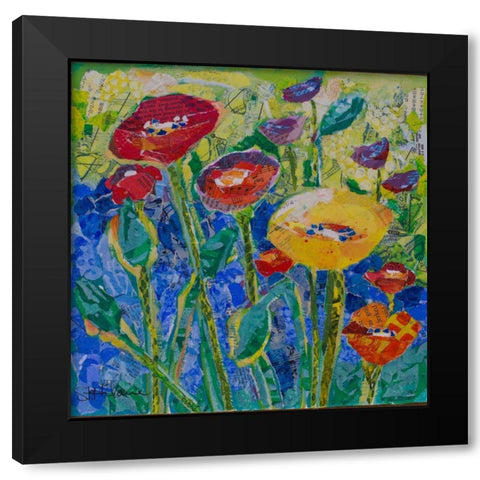Field of Poppies Black Modern Wood Framed Art Print with Double Matting by St Hilaire, Elizabeth