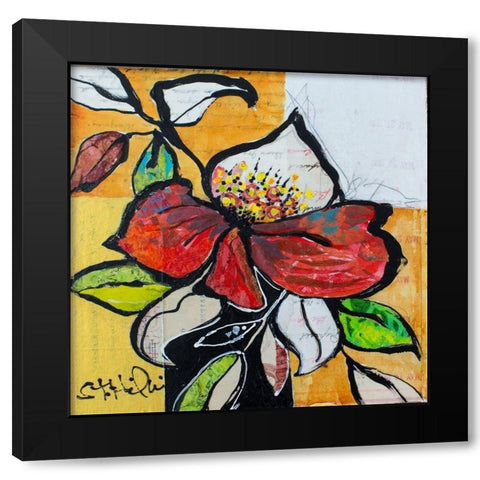 Red Floral Study Black Modern Wood Framed Art Print by St Hilaire, Elizabeth