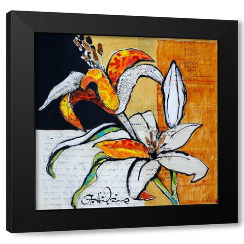 Lily Floral Study Black Modern Wood Framed Art Print by St Hilaire, Elizabeth