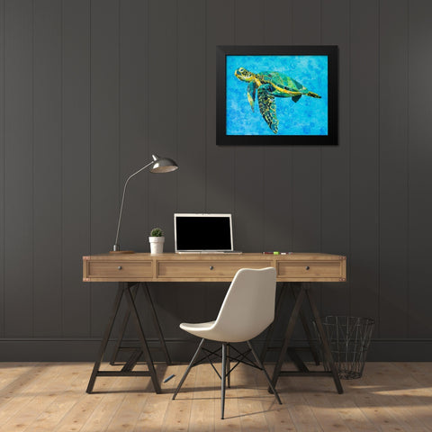 Floating Sea Turtle Black Modern Wood Framed Art Print by St Hilaire, Elizabeth