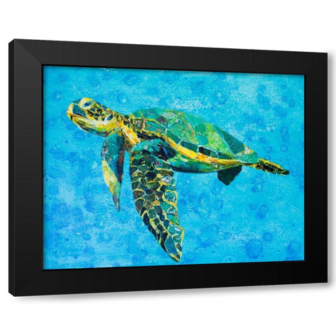 Floating Sea Turtle Black Modern Wood Framed Art Print with Double Matting by St Hilaire, Elizabeth
