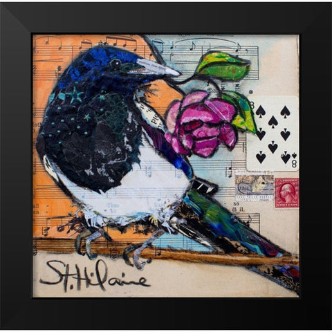 Magpie Music Black Modern Wood Framed Art Print by St Hilaire, Elizabeth