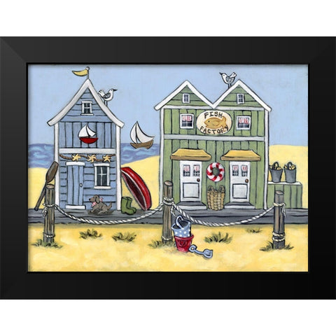 Fish Factory Black Modern Wood Framed Art Print by Wojahn, Holly