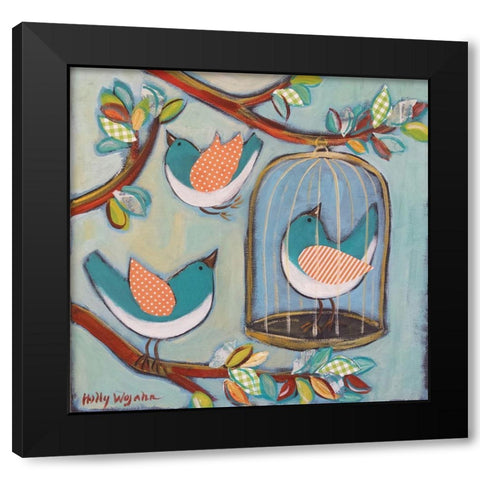 Uncaged Birds Black Modern Wood Framed Art Print by Wojahn, Holly