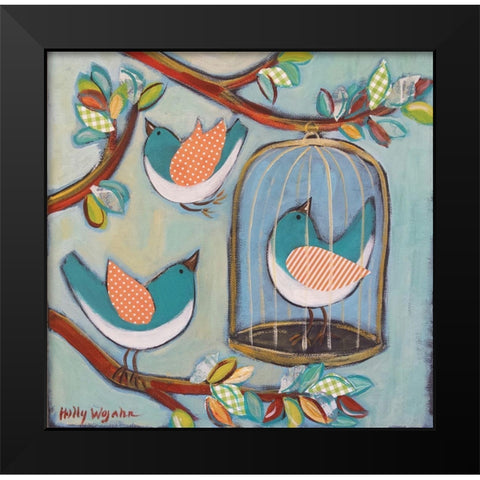 Uncaged Birds Black Modern Wood Framed Art Print by Wojahn, Holly