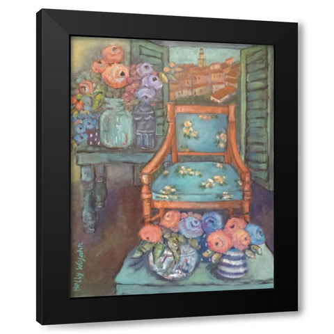 The Salon Full of Flowers Black Modern Wood Framed Art Print by Wojahn, Holly