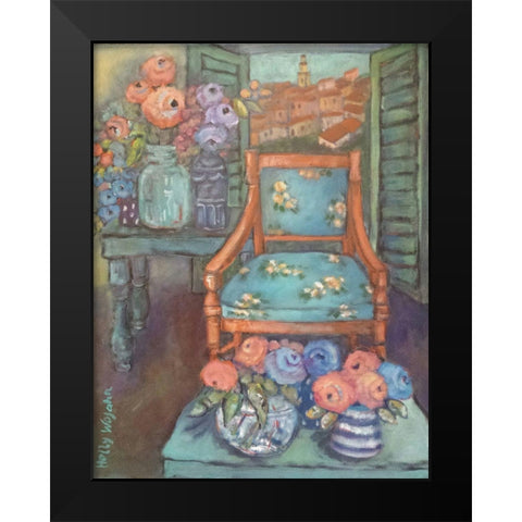 The Salon Full of Flowers Black Modern Wood Framed Art Print by Wojahn, Holly