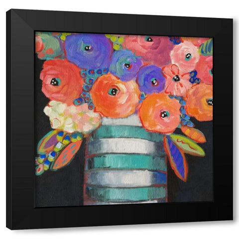 Orange-Purple-and Stripes Black Modern Wood Framed Art Print by Wojahn, Holly