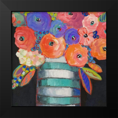 Orange-Purple-and Stripes Black Modern Wood Framed Art Print by Wojahn, Holly