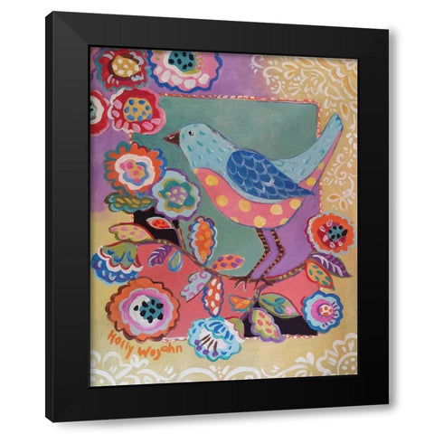 Blue Boho Bird Black Modern Wood Framed Art Print with Double Matting by Wojahn, Holly