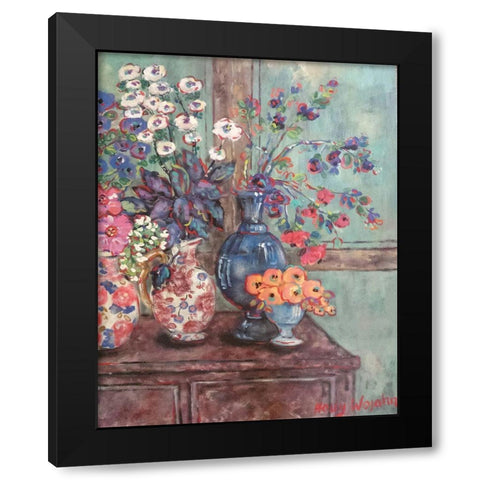 Table Full of Flowers Black Modern Wood Framed Art Print with Double Matting by Wojahn, Holly