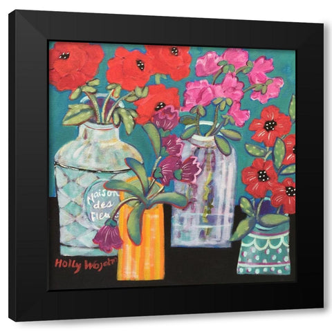 Linger Longer Loverlies Black Modern Wood Framed Art Print by Wojahn, Holly