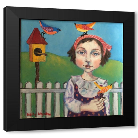 Blue Table Black Modern Wood Framed Art Print by Wojahn, Holly