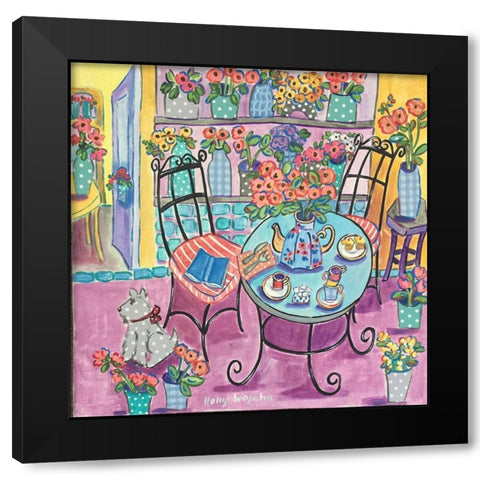 A Flowery CafÃ© Black Modern Wood Framed Art Print with Double Matting by Wojahn, Holly