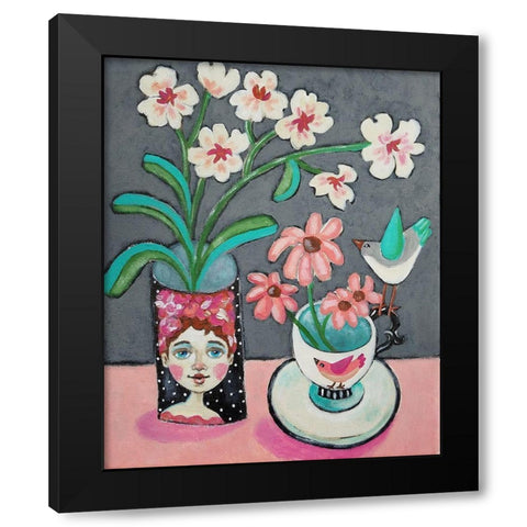 Face Vase and Other Stuff Black Modern Wood Framed Art Print with Double Matting by Wojahn, Holly