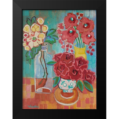 Hello There Coral Black Modern Wood Framed Art Print by Wojahn, Holly