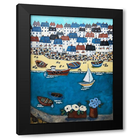 Cornwall Calling Black Modern Wood Framed Art Print by Wojahn, Holly