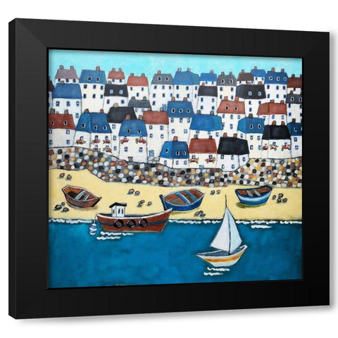 Cornwall Calling Black Modern Wood Framed Art Print by Wojahn, Holly