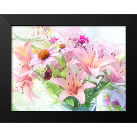 Pink Bouquet Black Modern Wood Framed Art Print by Stalus, Judy