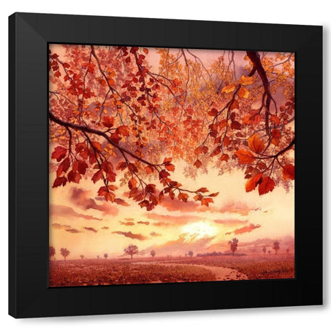 Tree Music No 10 Black Modern Wood Framed Art Print with Double Matting by Wang, John Z