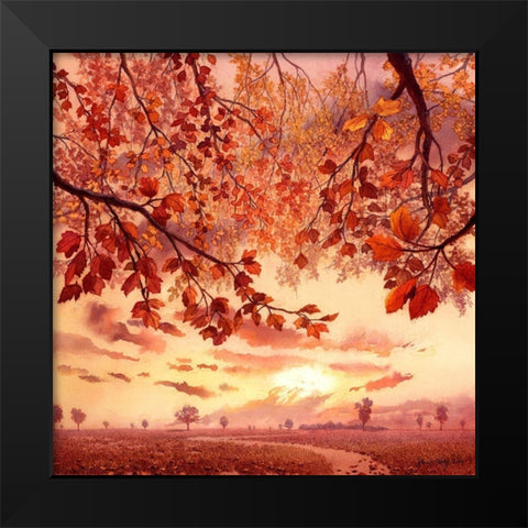 Tree Music No 10 Black Modern Wood Framed Art Print by Wang, John Z