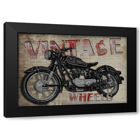Vintage Wheels Black Modern Wood Framed Art Print with Double Matting by Smith, Karen