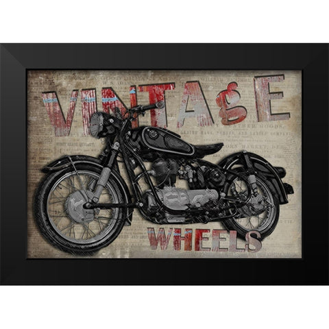 Vintage Wheels Black Modern Wood Framed Art Print by Smith, Karen