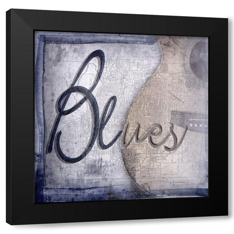 Blues Black Modern Wood Framed Art Print by Smith, Karen