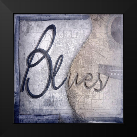 Blues Black Modern Wood Framed Art Print by Smith, Karen
