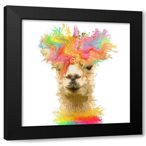 Llama Paint Black Modern Wood Framed Art Print with Double Matting by Smith, Karen