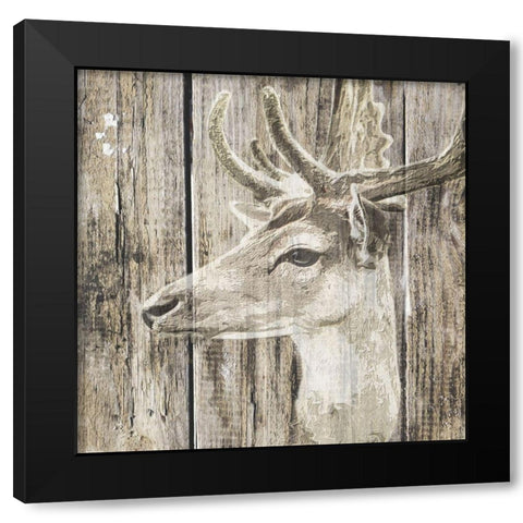 Wildheads Stag Black Modern Wood Framed Art Print with Double Matting by Smith, Karen