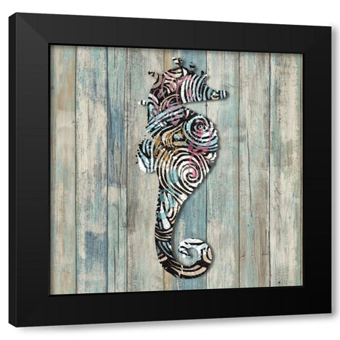 Seahorse Black Modern Wood Framed Art Print with Double Matting by Smith, Karen