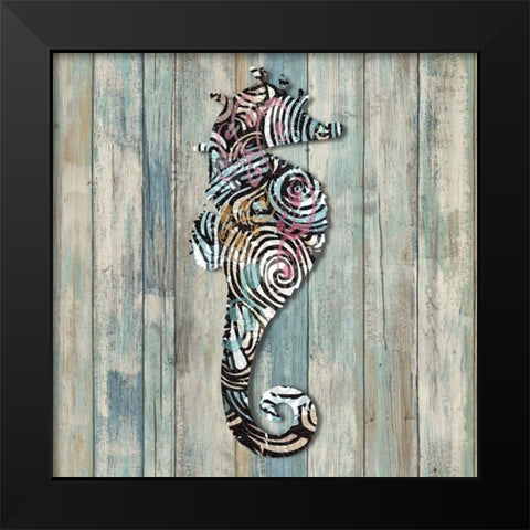 Seahorse Black Modern Wood Framed Art Print by Smith, Karen