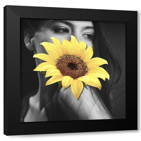 Flower Face II Black Modern Wood Framed Art Print with Double Matting by Smith, Karen