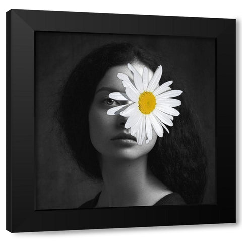 Flower Face IV Black Modern Wood Framed Art Print by Smith, Karen