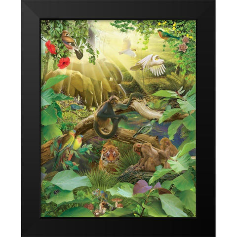 Jungle Mix I Black Modern Wood Framed Art Print by Hunziker, Steve