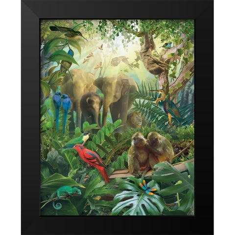 Jungle Mix II Black Modern Wood Framed Art Print by Hunziker, Steve