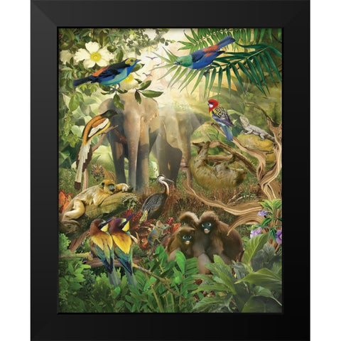 Jungle Mix IV Black Modern Wood Framed Art Print by Hunziker, Steve
