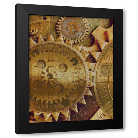 Grunge Bitcoin  Black Modern Wood Framed Art Print with Double Matting by Hunziker, Steve