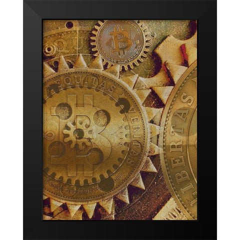 Grunge Bitcoin  Black Modern Wood Framed Art Print by Hunziker, Steve