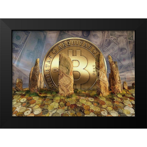 Bitcoin New Age I Black Modern Wood Framed Art Print by Hunziker, Steve