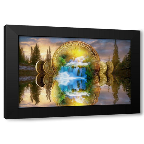 Bitcoin New Age II Black Modern Wood Framed Art Print by Hunziker, Steve