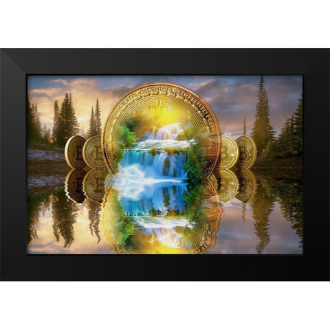Bitcoin New Age II Black Modern Wood Framed Art Print by Hunziker, Steve