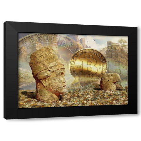 Bitcoin New Age III Black Modern Wood Framed Art Print with Double Matting by Hunziker, Steve